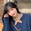 Windproof Cross Neck Warmer Solid Color Women Winter Neckerchief Short Wool Knitted Scarf  Winter