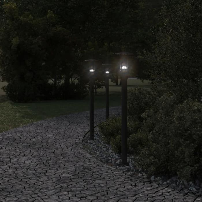 VidaXL Lampadaire d'extérieur noir 100 cm acier inoxydable, éclairage au sol d'extérieur, éclairage au sol de jardin, 4006355