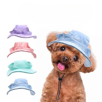 Chapéus de Proteção Solar para Cães e Gatos, Chapéus Antiaderentes, Orelhas Antidescamativas, Chapéus de Pescador com Fivela de Cordão Ajustável para Animais de Estimação