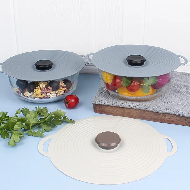 1pcs Silicone Lids Set with Double Handle Pot Lid Heat-Resistant Microwave Splatterproof Cover Reusable for Bowls Plates Pans