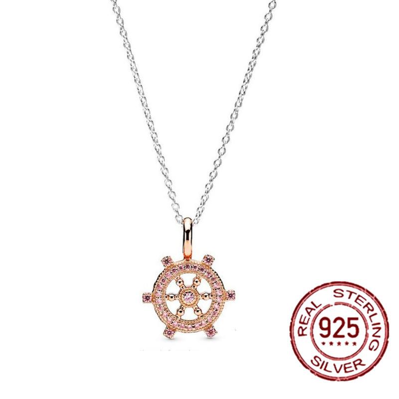 100 copper new Pink Swirl Wishbone Heart Collier Necklaces Ideal For Women Brand Authentic Band Necklaces Jewellery Gift