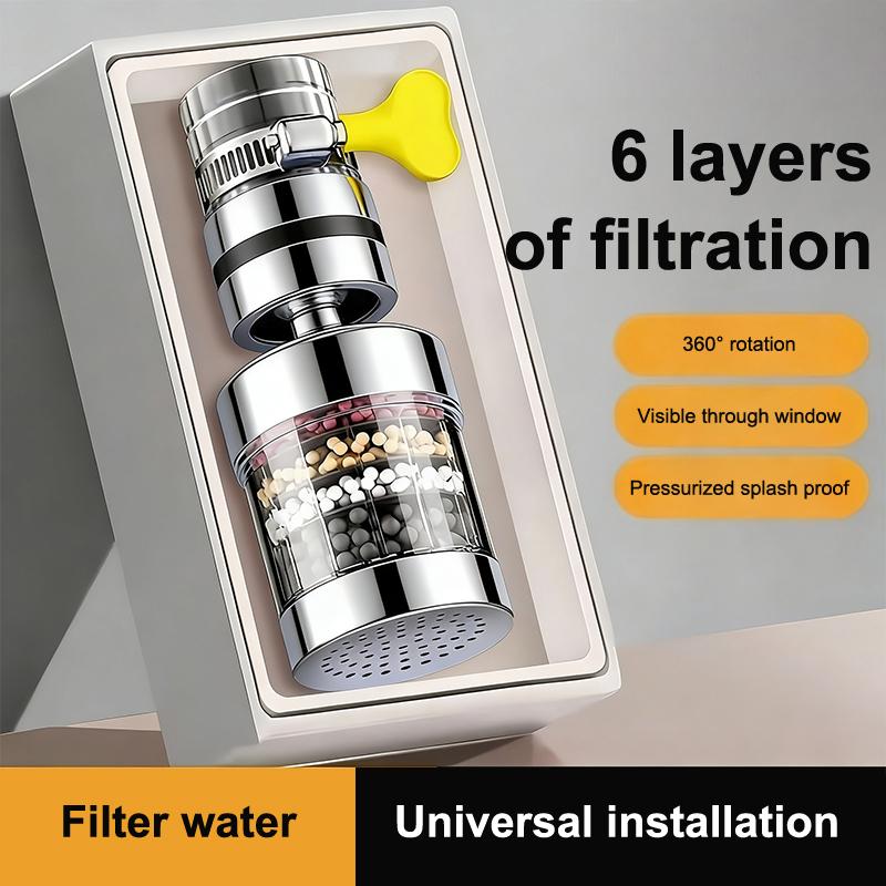 360 Degree Rotatable 6 Layers Faucet Filter Kitchen Tool Sink Bathroom Accessories Bubbler Filtration Faucet Splash-Proof Shower