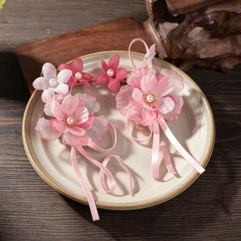 Bow Flower Hairpin Tassel Chinese Style Hair Clip Hanfu Hair Accessories Summer Accessories