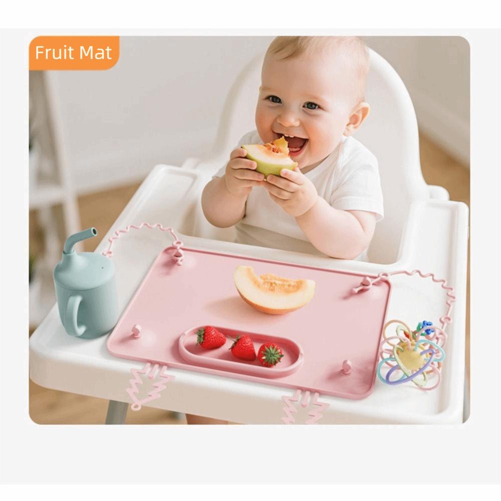 Rutschfeste Silikon-Tischunterlage Schmutzabweisende Oberfläche Anti-Drop-Seil Baby-Fütterungsmatte Erhöhter Rand Wasserdichte Kleinkind-Spielmatte