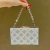 2026 Fashion Designer Women's Diamond Embedded Evening Box Bag Luxury Wedding Bride Handbag High End Party Dress Crossbody Bag