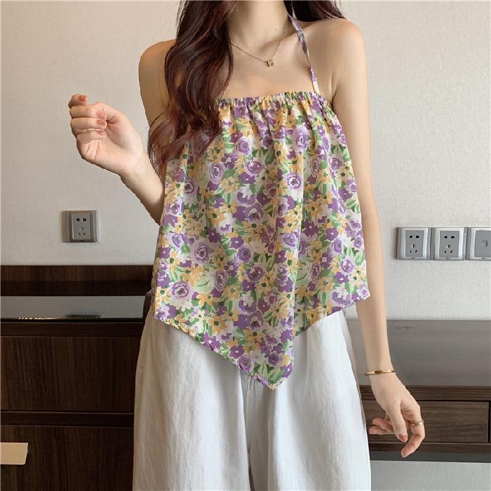 Women's Floral Halter Neck Camisole - Summer 2025 Trendy Loose Design