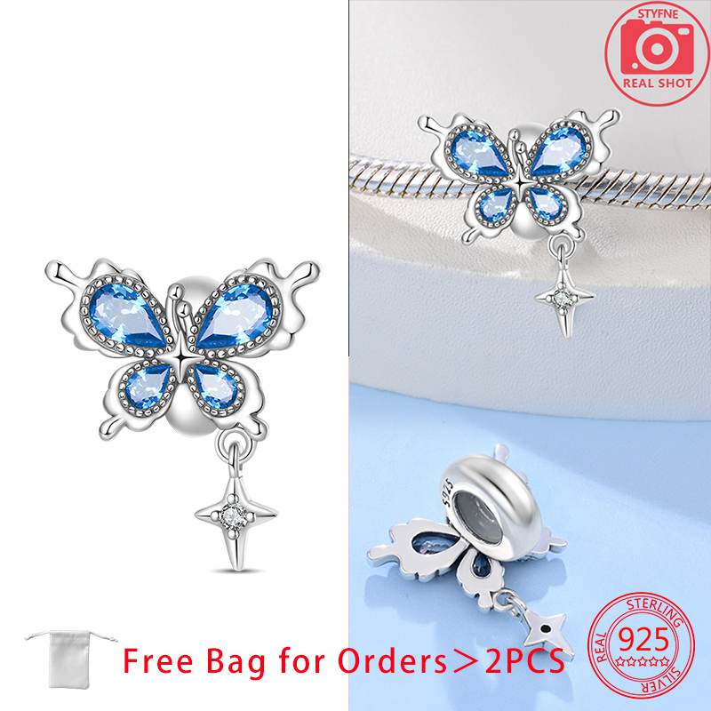Bead Charms Butterflies Charm Bead Charms Stopper Clasp Locating Buckle Copper Bead Charms Compatible With Bracelets Birthday Graduation Jewellery Gif