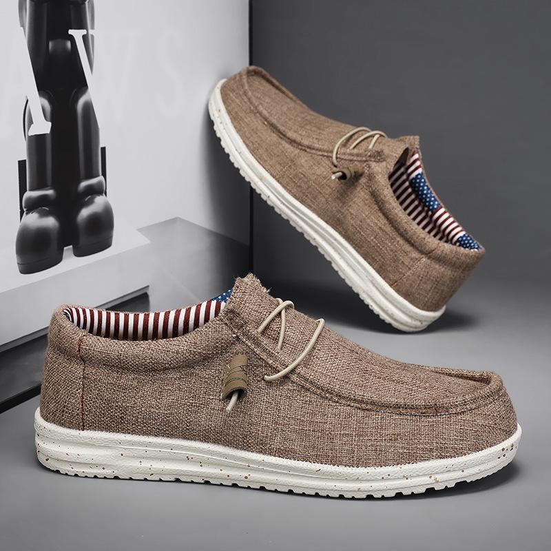 Men's Large Casual Korean Style Loafers - Breathable Light Canvas Slip-Ons