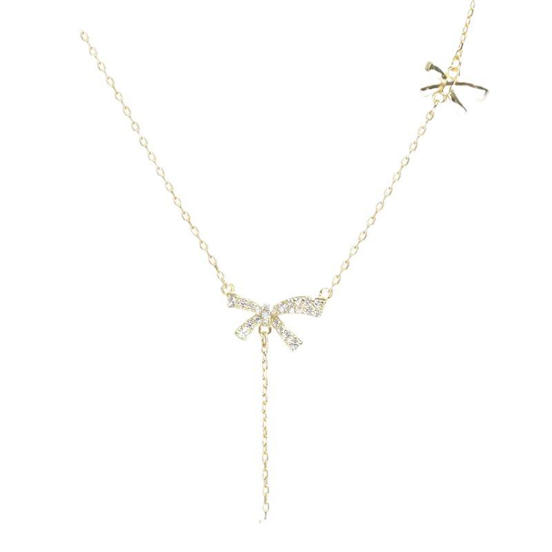 Elegante Quasten-Schleifen-Anhänger-Halskette - Leichtes Luxusdesign für Frauen