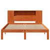 Solid Wood Bed with Shelf Without Mattress Wax Brown 135 x 190 cm