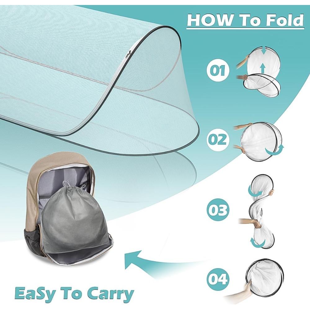 161° Full Protection Pop-Up Portable Mosquito Net Tent Instant Foldable Bed Canopy for Indoor Outdoor Use for Bed Camping Travel