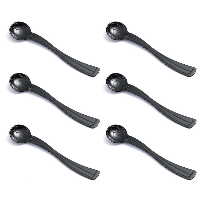 1/6Pcs Football Pattern Coffee Dessert Spoon Long Handle Stirring Spoons Stainless Steel Small Spoon Kitchen Accessorie