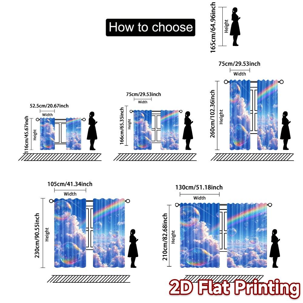 Set Of 2 Flat Printing Curtains Without Rod Skywonder Popular Curtain Cloth Durable Polyester Outdoor Decorations Made