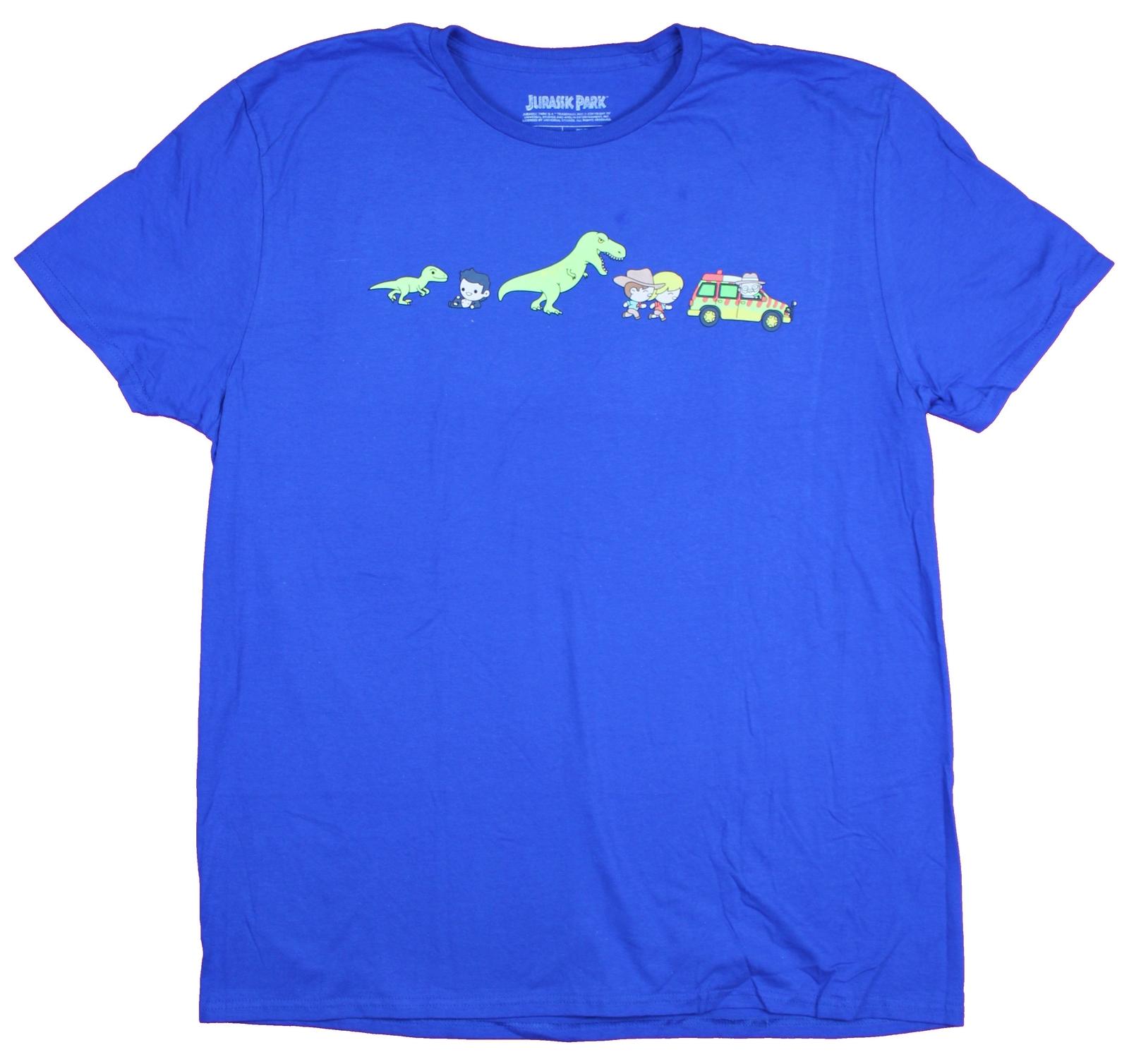 Jurassic Park Mens T-Shirt- Chibi Style Dinosaur Cutsie Chase Image S