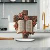 2D Flat, Cross Rose Bookshelf Acrylic Desktop Decoration, with Base, Suitable for Wall Decoration, Porch, Room, Villa, Accents Home, Hallway, or Workp