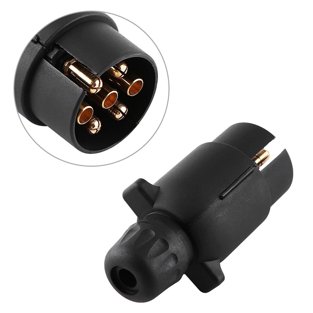 12V 7 Pin Electric Trailer Plug N Type Plastic 7 pole Wiring Connector Adapter Black