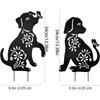 2 Pack Metal Dog Stakes Garden Decor Stakes Black Dog Silhouette Statue for Outside Metal Dog Ornaments for Outdoor Garden Home Patio Yard Decor