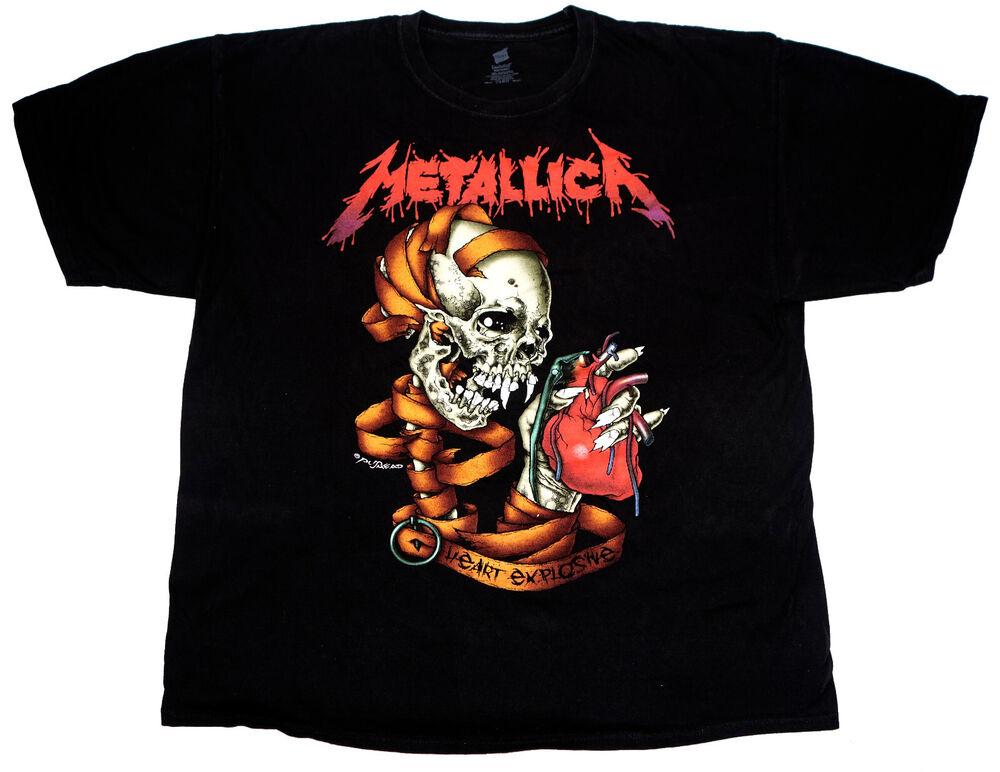 

Черная мягкая футболка унисекс Metallica Heart Explosive Vintage Pushhead Hanes