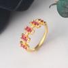 Elegant Retro Japanese Court Style Signet Ring with Imitation Ruby & Gold-Plated 925 Silver Cubic Zirconia