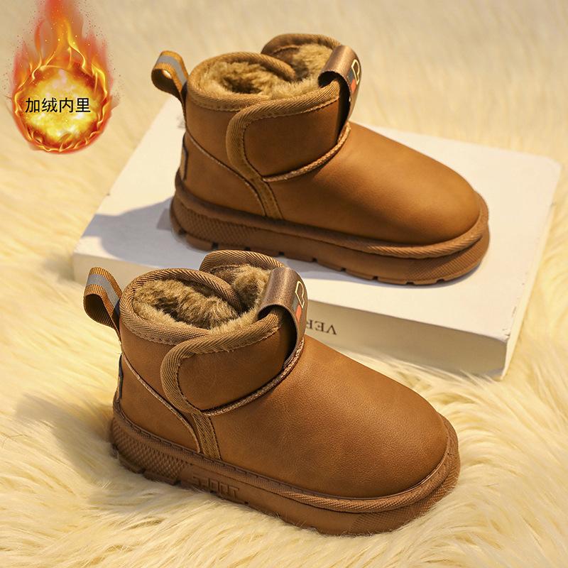 

Модные зимние сапоги для девочек, детские хлопковые туфли, хлопковые туфли для детского сада и начальной школы, утолщенные и теплые зимние теплые сапоги 37