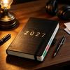 Business Notebook with Pen Holder 2027 English Weekly Planner A5, 320 Page Schedule Elastic Academic Calendar for School Band & Holder, Yearly