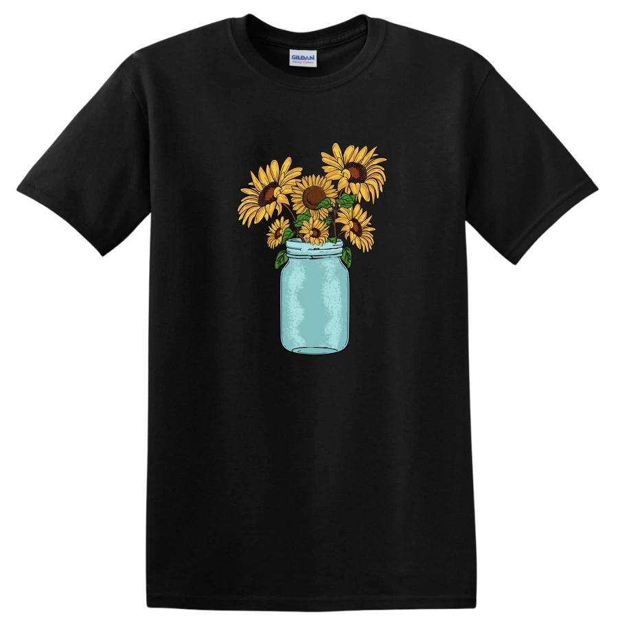 Sunflower Mason Jar T Shirt Vintage Flower Tee Cute Nature Gift for Her L