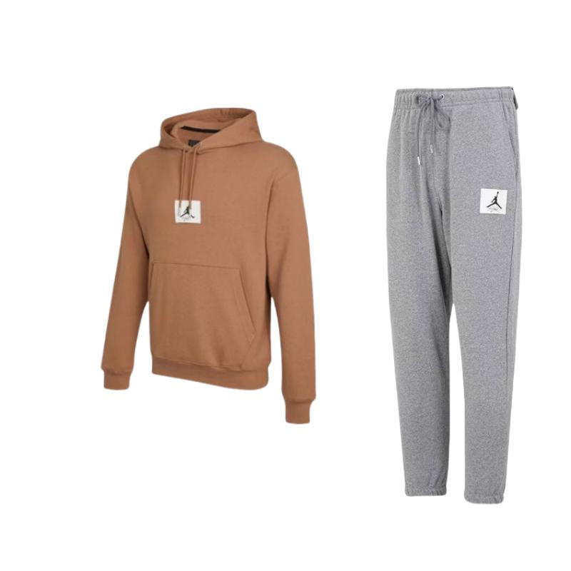 

Jordan Essentials Statement Logo Printed Hoodie And Comfortable Drawstring Брюки Повседневный спортивный комплект Мужские комплекты DQ7469-091+DA9817-256 M