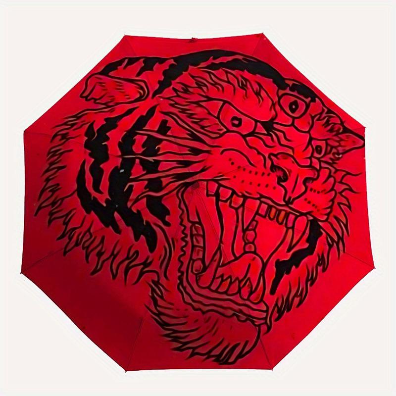 

1pc Tiger Head Automatic Open/close Folding Umbrella, Compact Portable Travel Umbrella, Durable Construction yy250809101