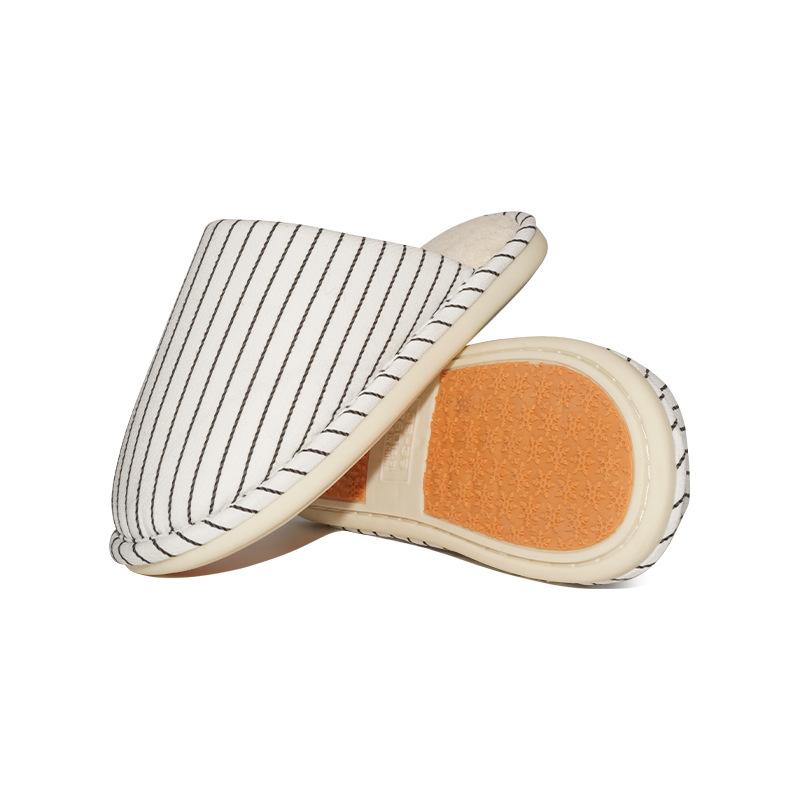 Fury Slippers Autumn and Winter Home Anti Slip Striped and Plush Warm Cotton Slippers