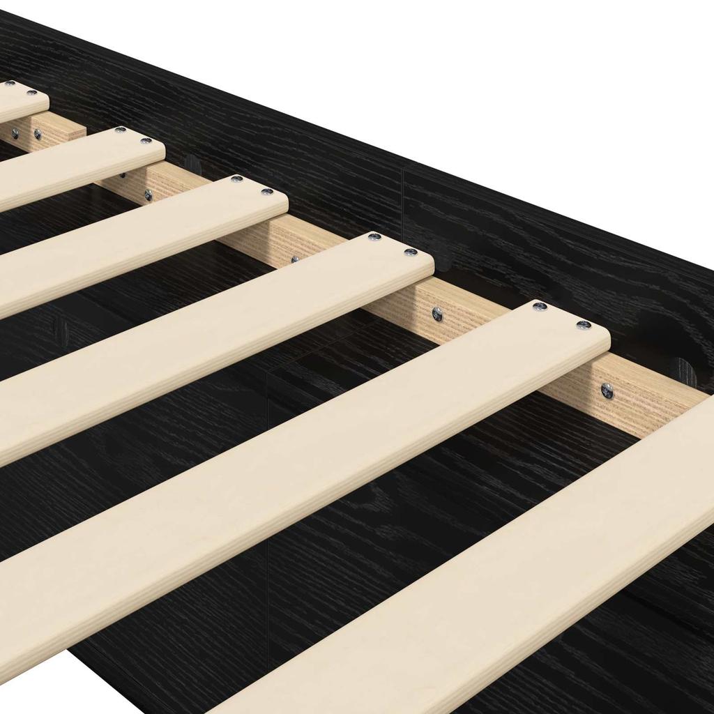 Bed Frame with Storage and Shelf Black Oak 80 x 200 cm