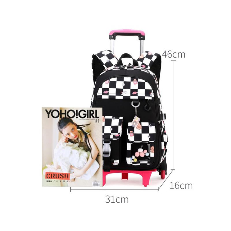 Zaino Scolastico per Bambini Zaino Cartone Animato per Studenti con Ruote Borsa Porta Libri Carina Zaino Scolastico su Ruote per Bambine Bambini Zaini con Ruote