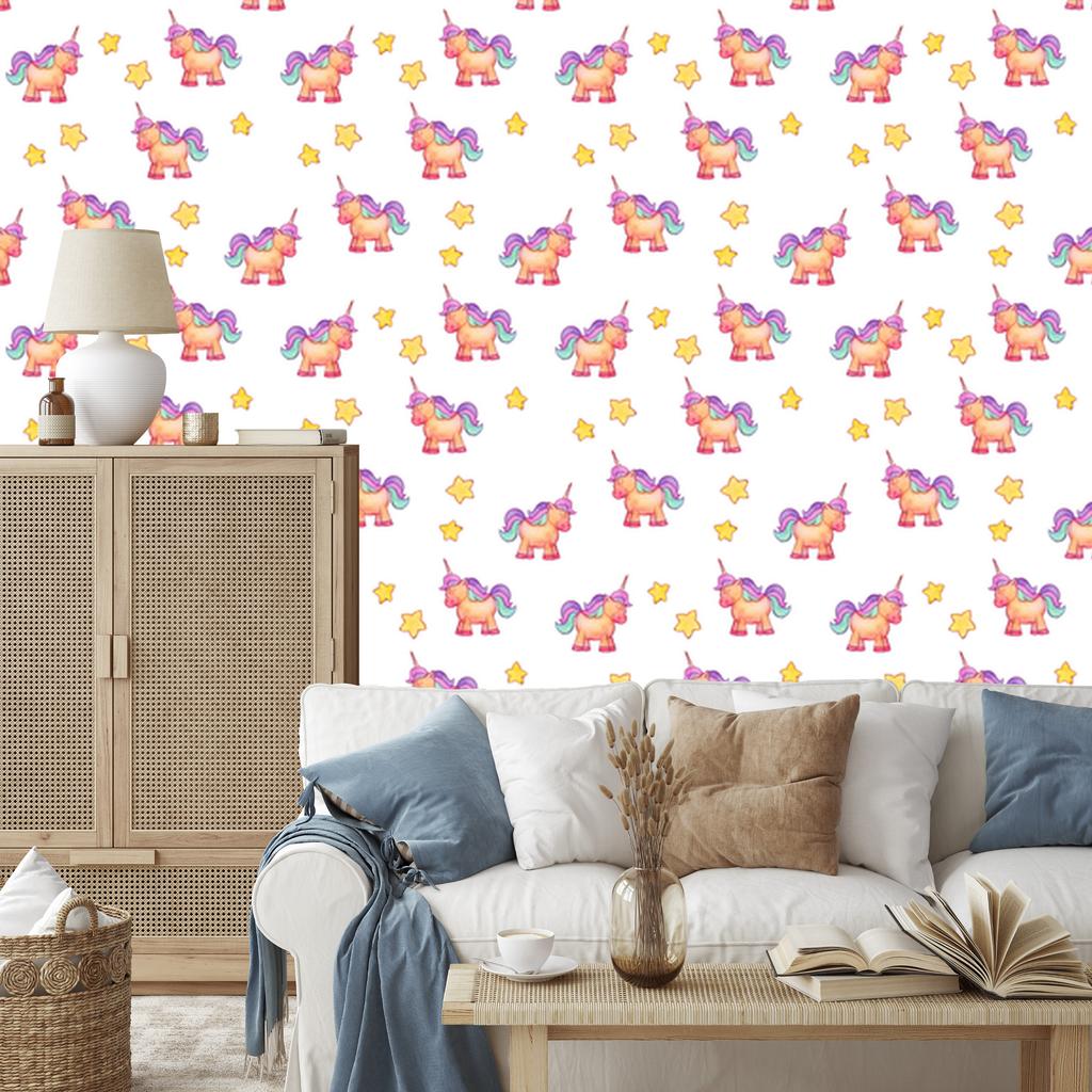 Unicorns and stars wallpaper for living room and bedroom 50x1000