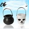 1Pcs Black Or White Plastic Candy Jar Skull Witch Cauldron Candy Kettle Halloween Party Hanging Props Halloween Decor