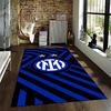 Blue and Black Striped Carpet with Inter Logo and Two Stars Pattern Suitable for use as an anti-slip for living room bedroom sofas