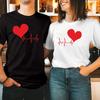 Heartbeat Lifeline Cute Red Heart EKG Valentines Matching Romantic TShirt T-1526