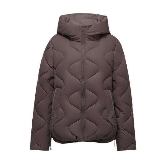 Lady Winter Down Coat Padded Windproof Hooded Long Sleeves Loose Thickened with Pockets Solid Color Neck Protection Zip-up Outdoor Cotton Coat
