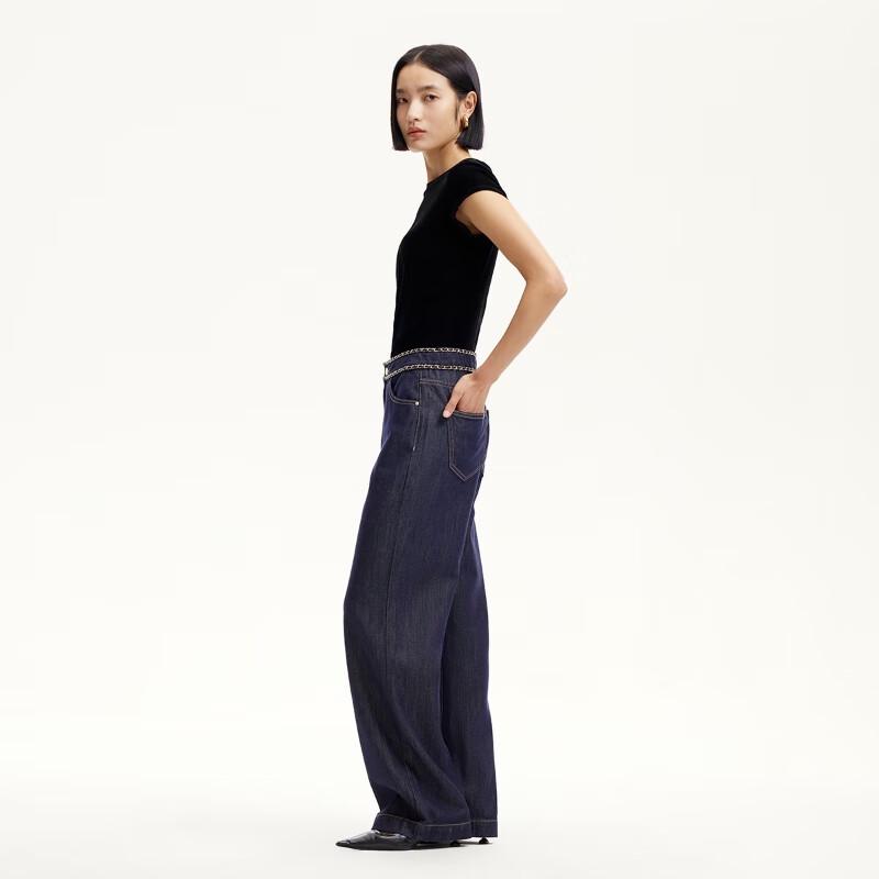 VEROMODA Straight-Leg Jeans with Metal Chain & Contrast Stitching