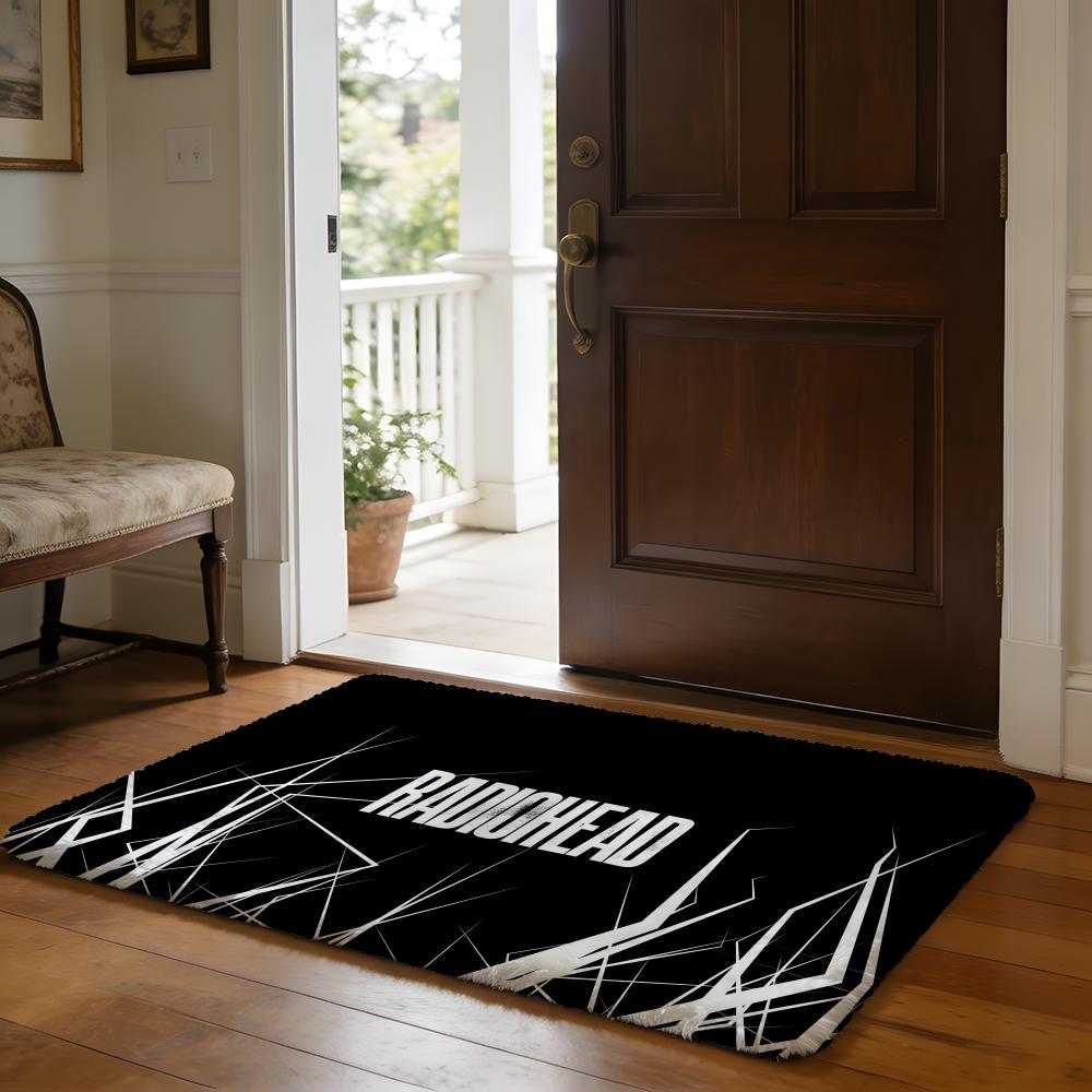 

Floor Mat Soft Flannel Rug Non-Slip Absorbent Mat for Bathroom Bedroom Home Decor Hot Band R-RadioheadS 50x80cm