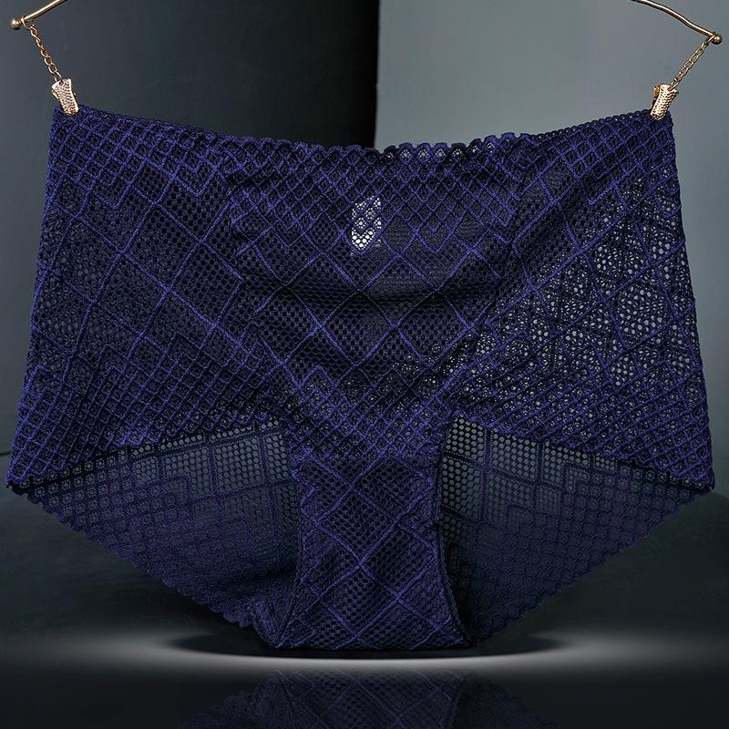 Big Size Female Summer Sexy Lace Hollow Cotton Bottom File Close Abdomen High Waist Triangle Briefs