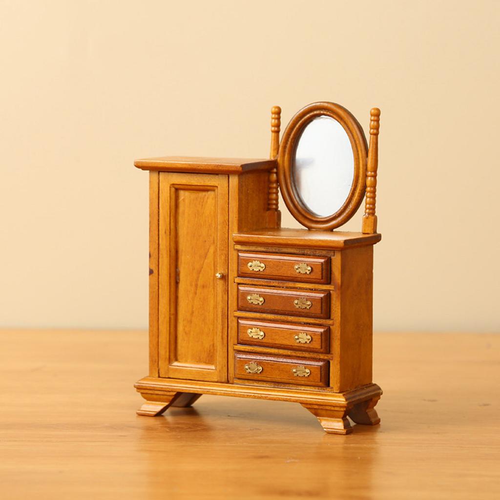 Vintage Miniature Dressing Table for Doll House Collector 1/12 Realistic Vanity Table Furniture with Simulation Details