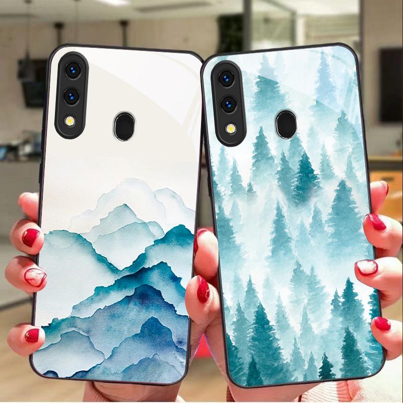 Ink landscape painting For Samsung Galaxy A50 A52 A52s A53 A54 A55 A56 A51 A80 A70 A71 A35 A34 A30 A26 A25 A22 Glass Phone Case