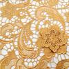 Water-Soluble Lace Fabric, Polyester Silk Embroidery Full, Heavy Industry Ordering, Gold, Cashew Pattern Embroidery Cloth