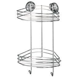 Etagère d'angle - wenko - 2 paniers - fixation sans perçage - acier chromé - 23x43x21 cm