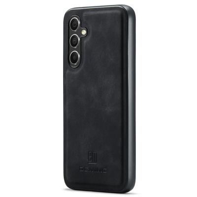 DG.MING For Samsung Galaxy S24 FE Case PU Leather Covered PC+TPU Hybrid Phone Shell