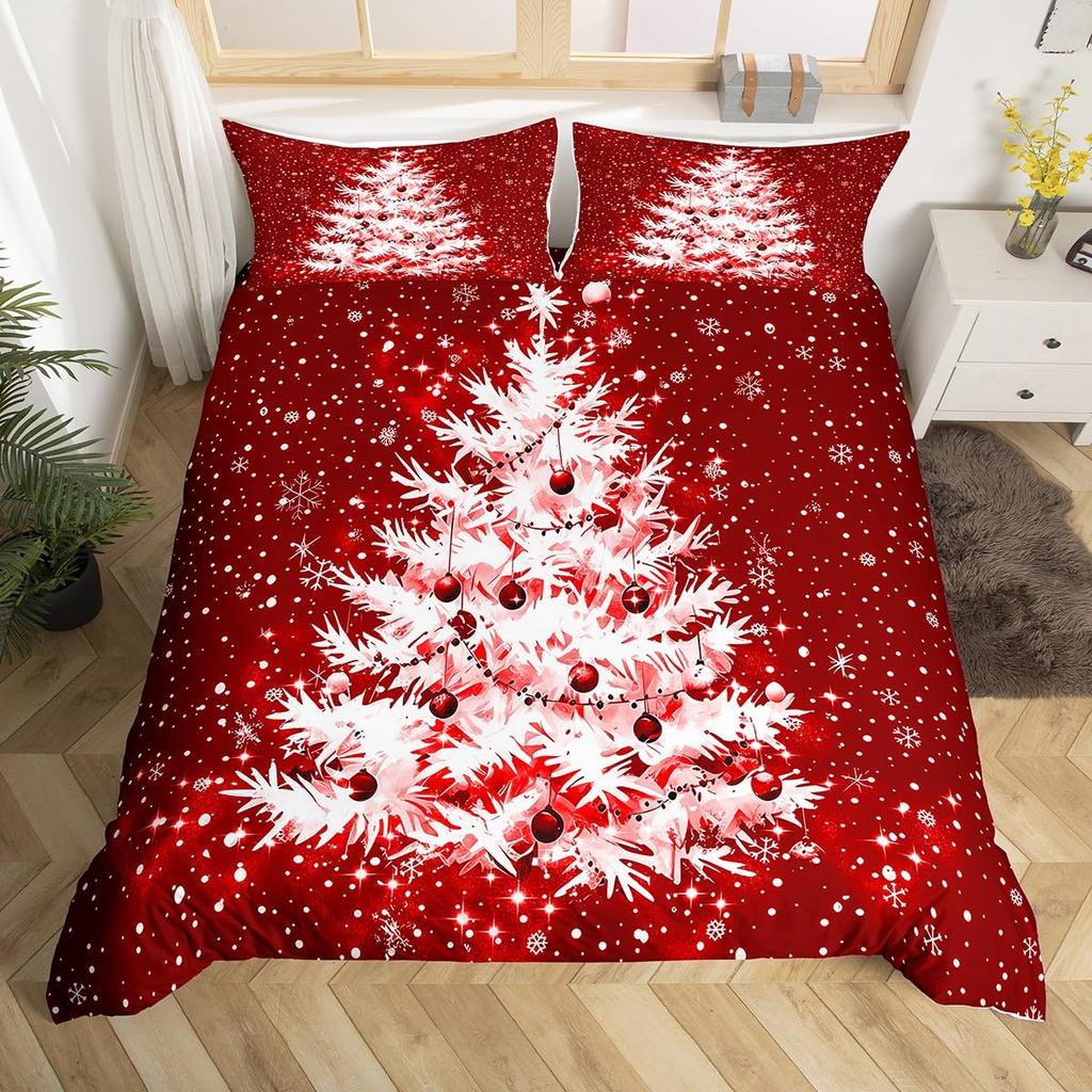 Christmas Tree Duvet Cover Set For Kids Queen Lightweight Down Quilt Covers Room Decor 2 Pillowcases 1 Duvet Cover No Comforter