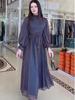 2025 Herbst Damen Einfarbiges Langes Morgenkleid mit Europäischem und Amerikanischem Design