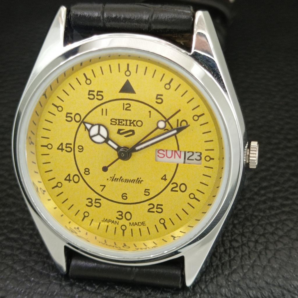JAPAN VINTAGE REFURBISHED SEIKO 5 AUTOMATIC 6309A MENS YELLOW WATCH a442262-1