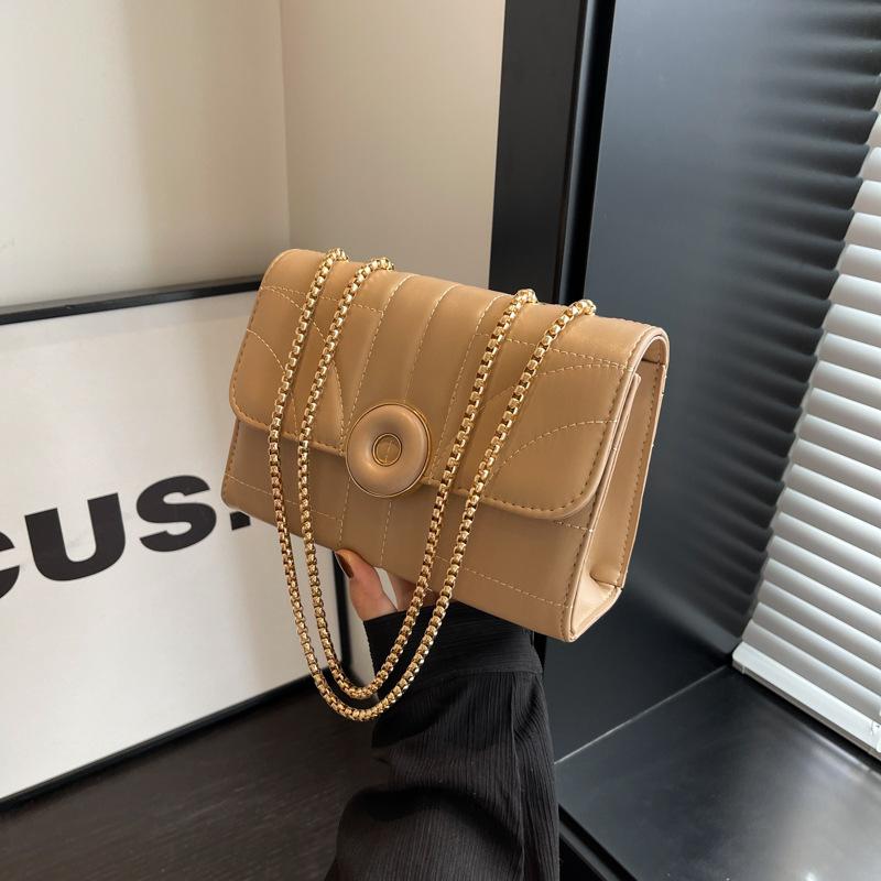 

Однотонная новая ретро простая повседневная женская сумка через плечо на цепочке, маленькая квадратная хаки