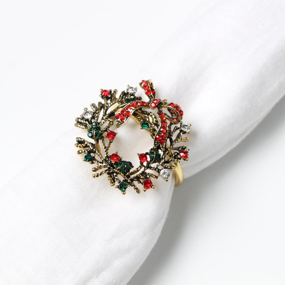 6PCs Christmas Napkin Rings Set Elk Bells Santa Xmas Tree Napkin Buckle 2026 Xmas Table Decoration 2026 New Year Home Decors