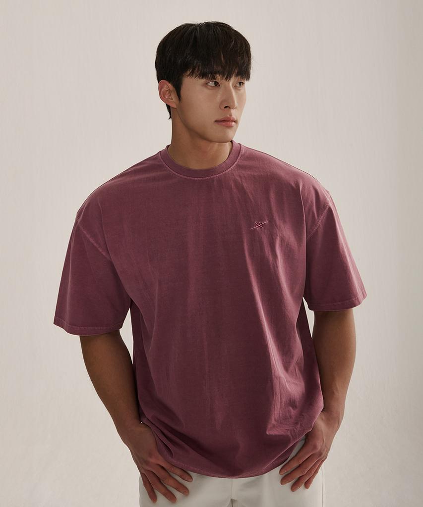 NINEZ Small Logo Pigment Oversized T-Shirt_3Color